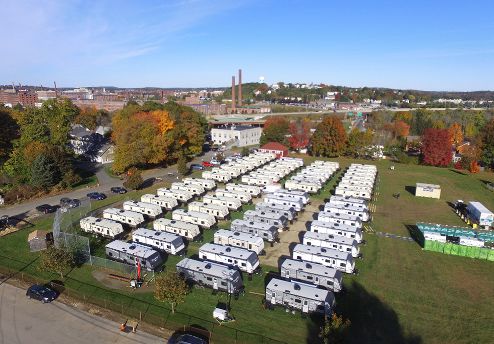 Aerial shot of Lawrence MA