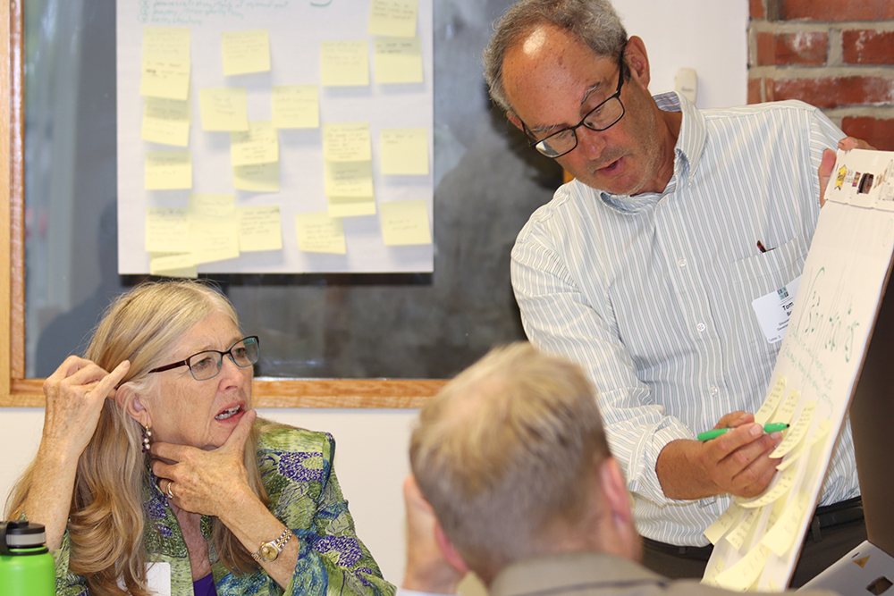 Members at a meeting looking at presentation