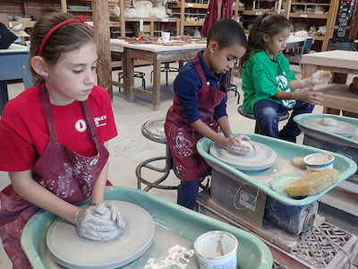 Children doing pottery